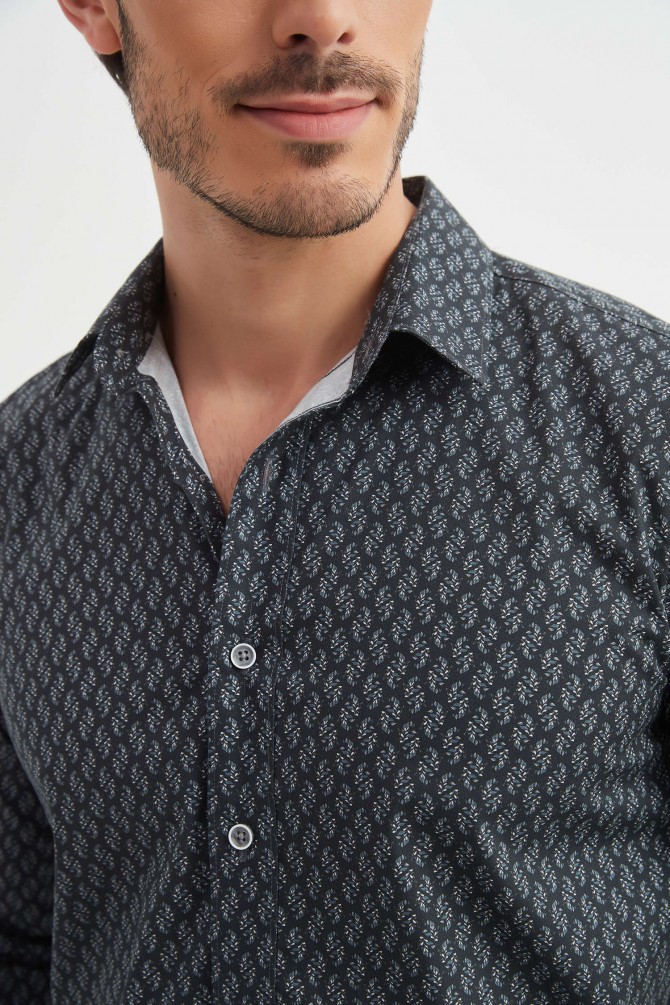 Chemise "PREMIUM" stretch à motifs coupe ajustée