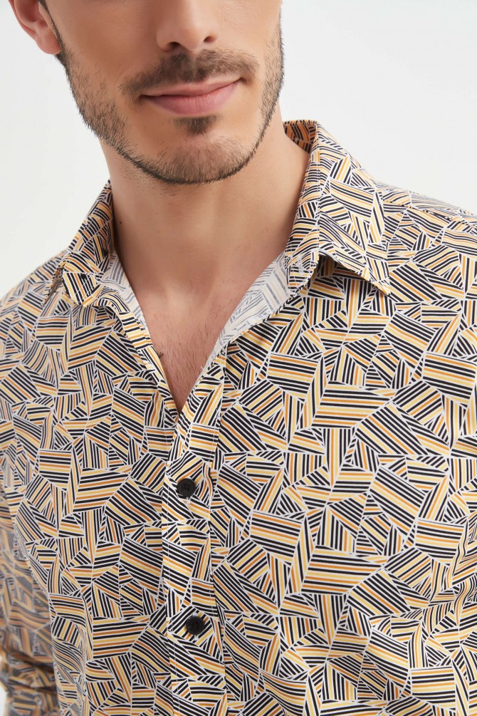 Chemise "PREMIUM" stretch à motifs coupe ajustée