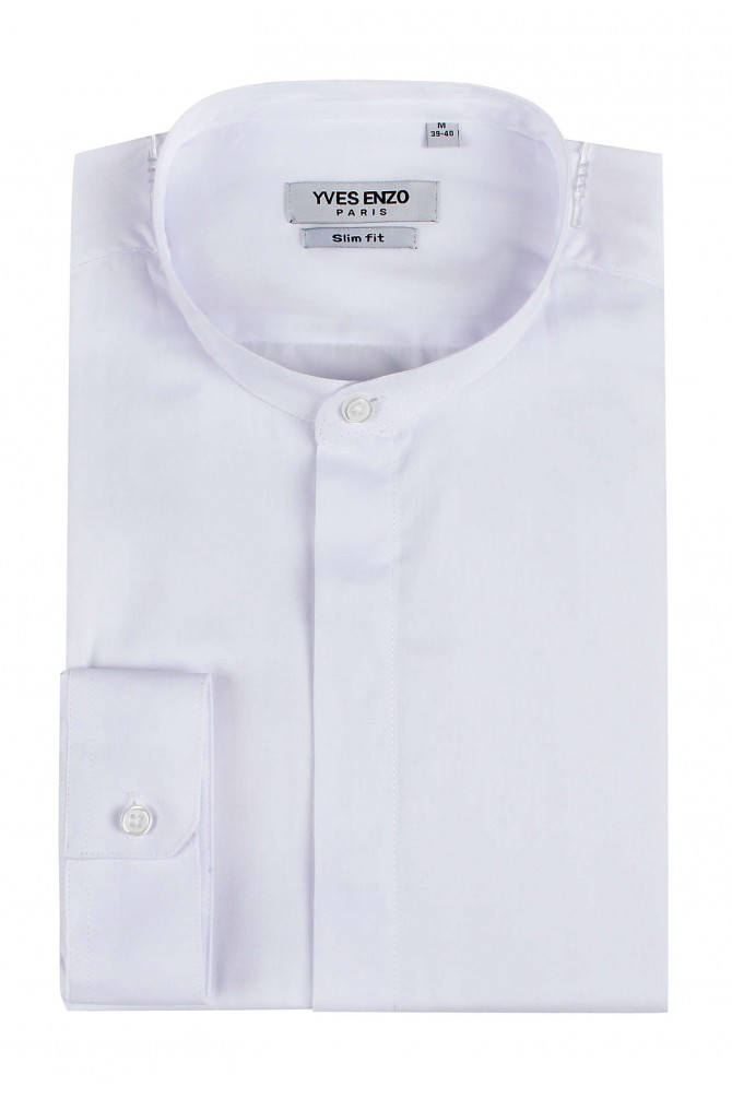 Chemise blanche col mao slim fit