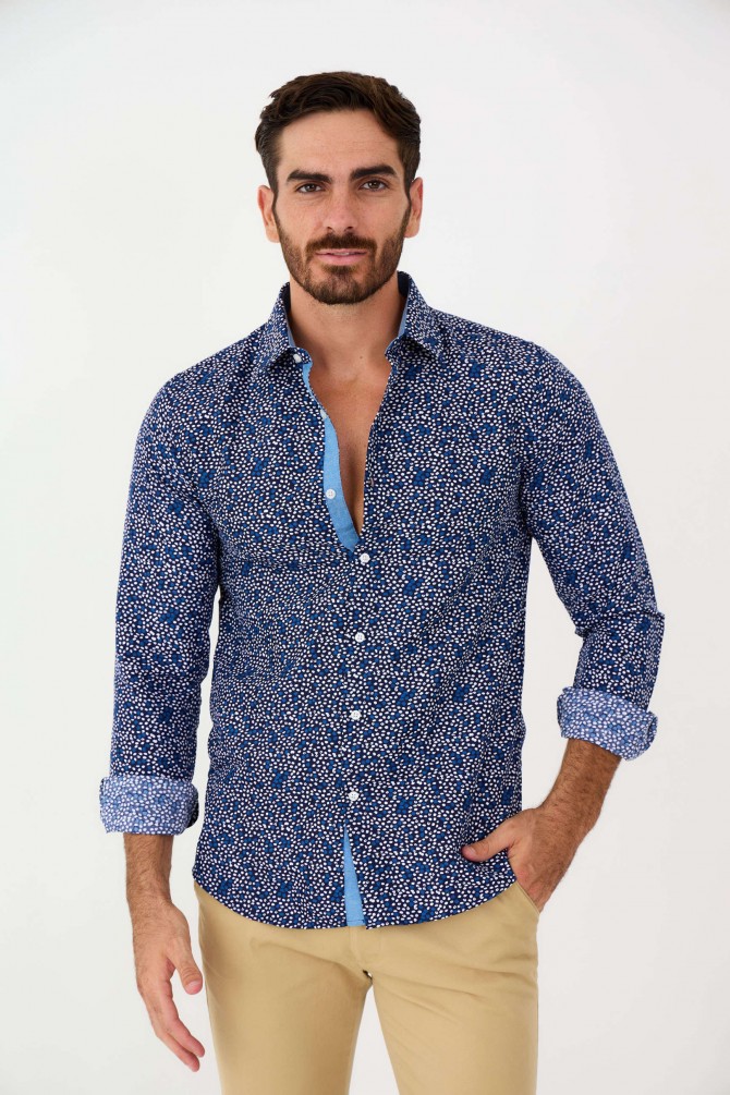 Chemise slim fit motifs FOGLIA