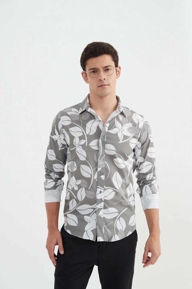 Chemise "PREMIUM" stretch à motifs coupe ajustée