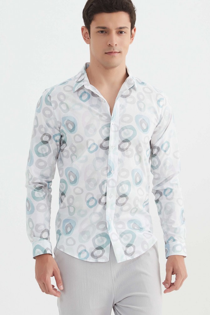 Chemise "PREMIUM" stretch à motifs coupe ajustée