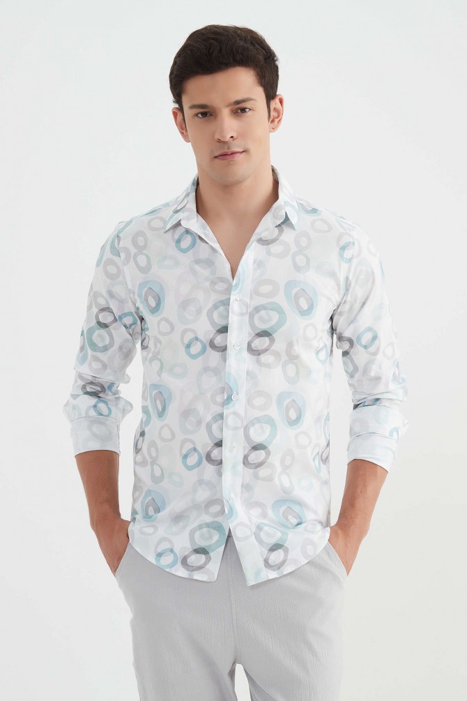 Chemise "PREMIUM" stretch à motifs coupe ajustée