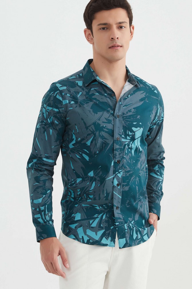 Chemise "PREMIUM" stretch à motifs coupe ajustée