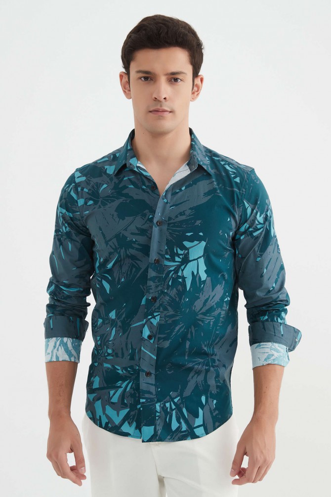 Chemise "PREMIUM" stretch à motifs coupe ajustée