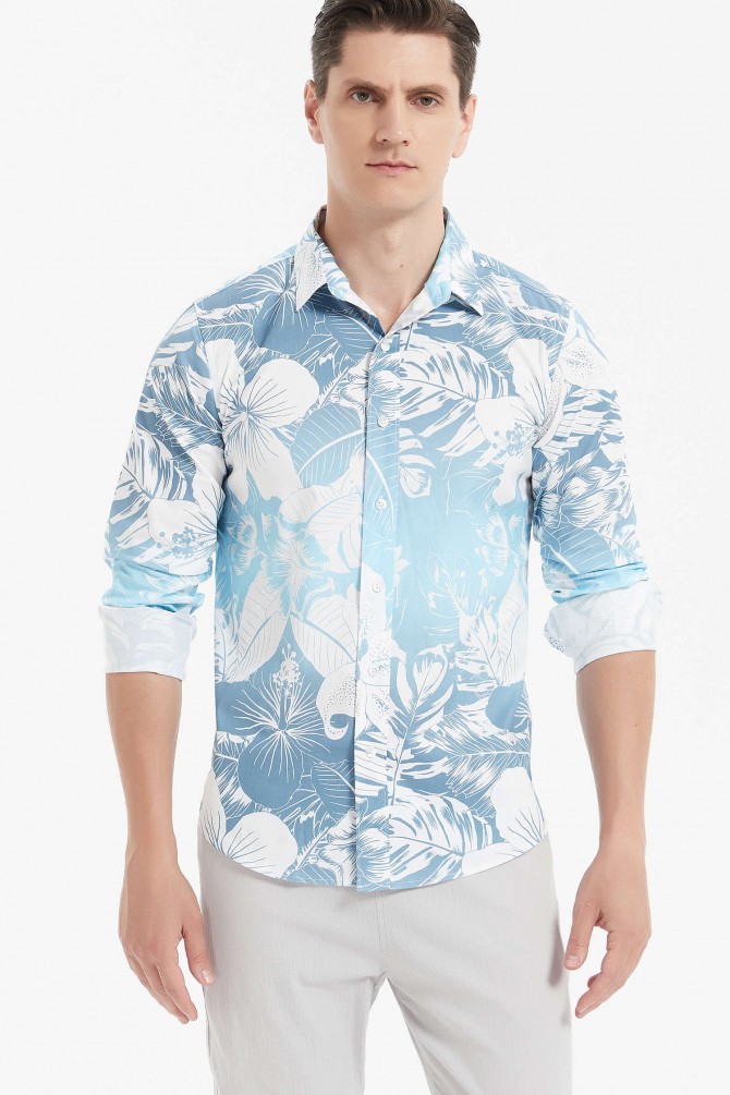 Chemise "PREMIUM" stretch à motifs coupe ajustée