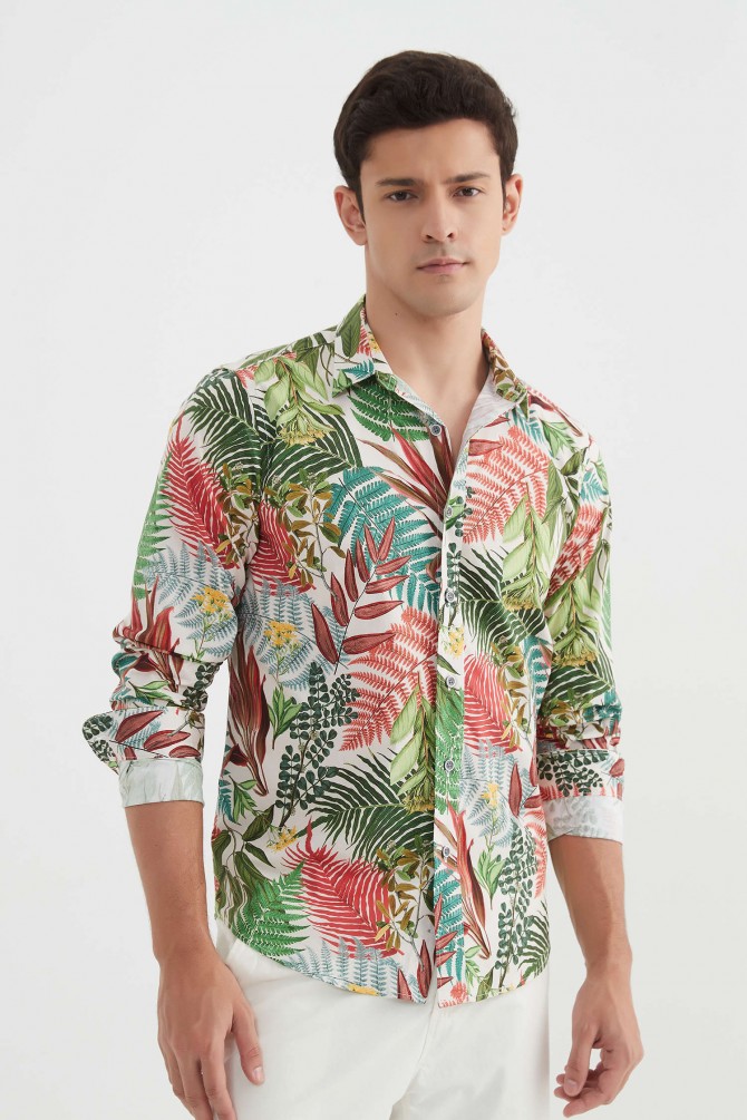 Chemise "PREMIUM" stretch à motifs coupe ajustée