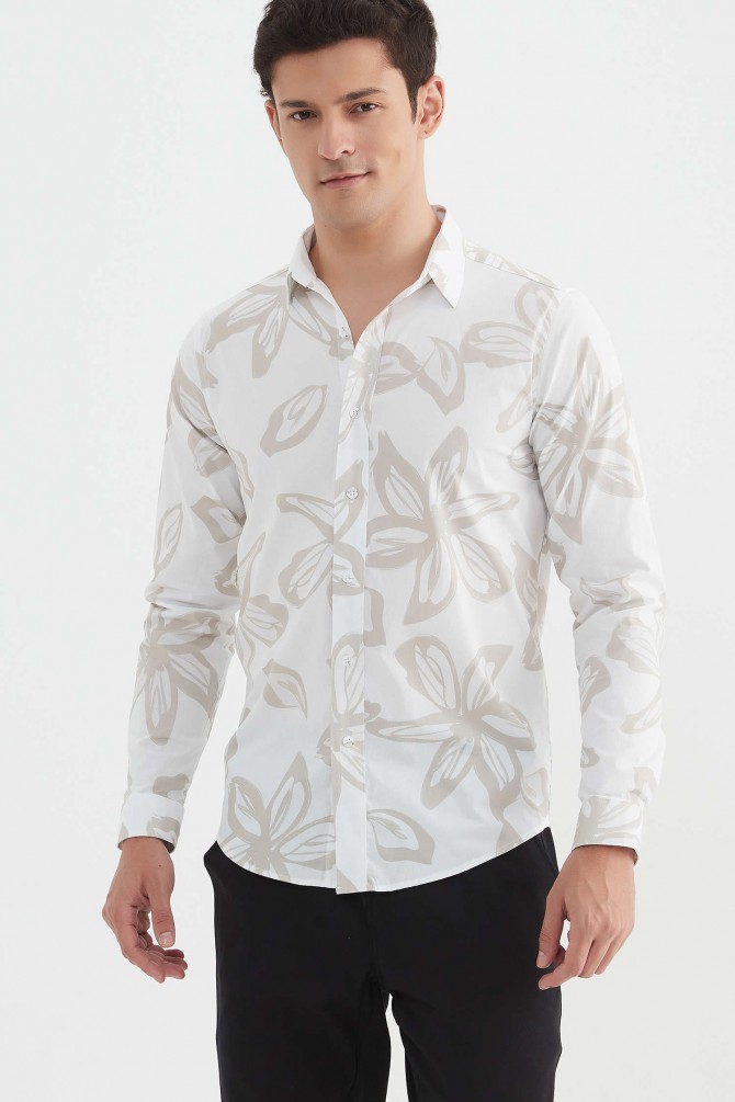 Chemise "PREMIUM" stretch à motifs coupe ajustée