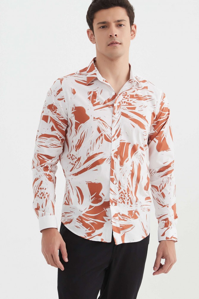 Chemise "PREMIUM" stretch à motifs coupe ajustée