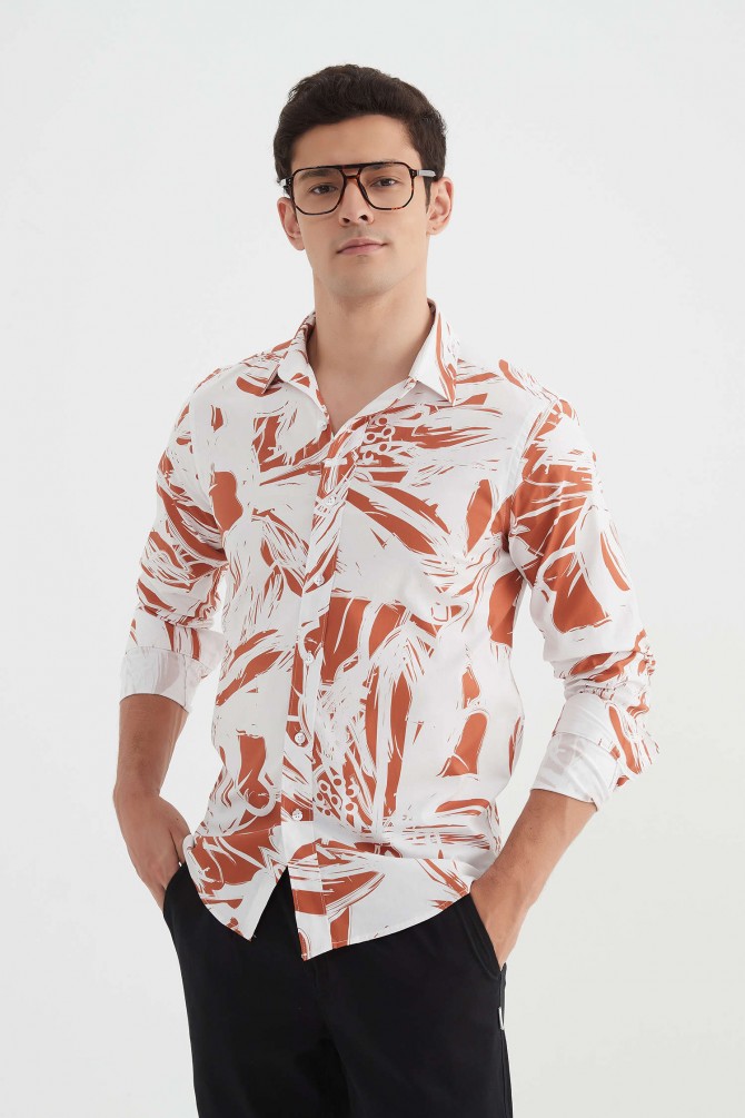 Chemise "PREMIUM" stretch à motifs coupe ajustée