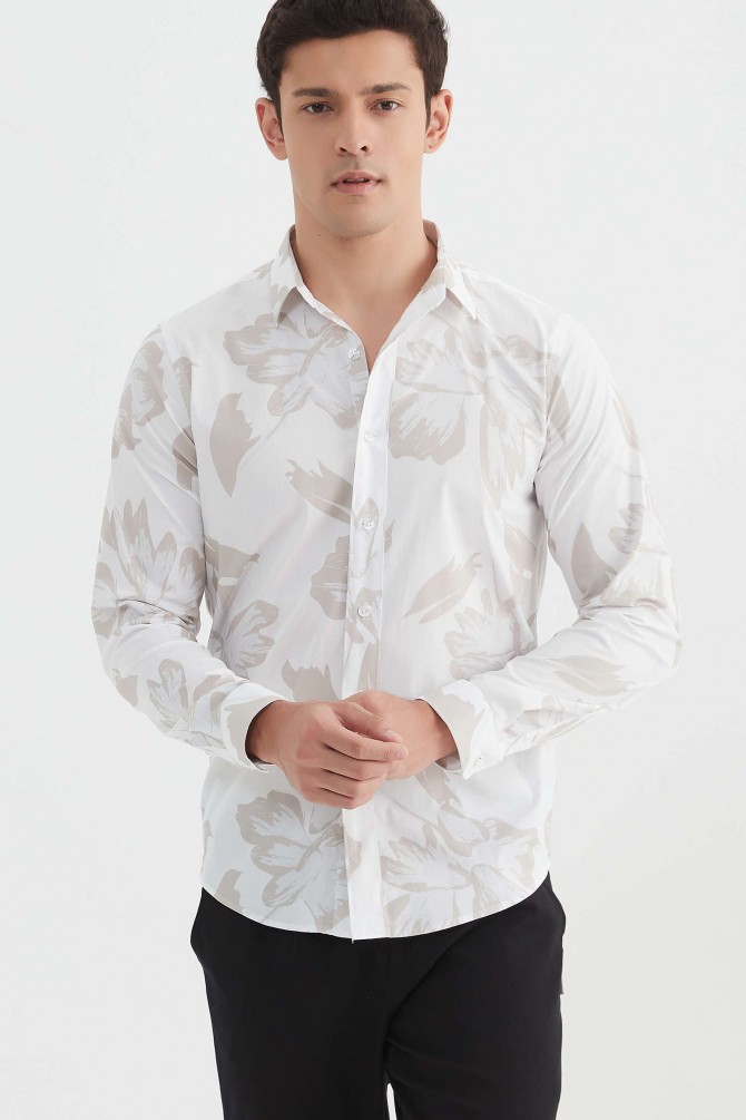 Chemise "PREMIUM" stretch à motifs coupe ajustée