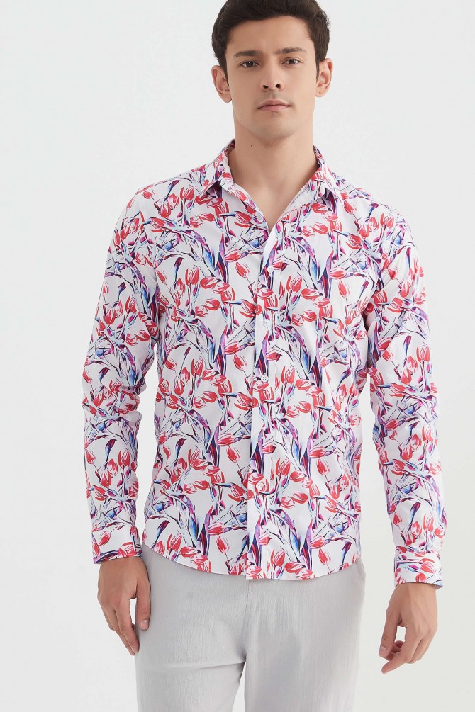 Chemise "PREMIUM" stretch à motifs coupe ajustée