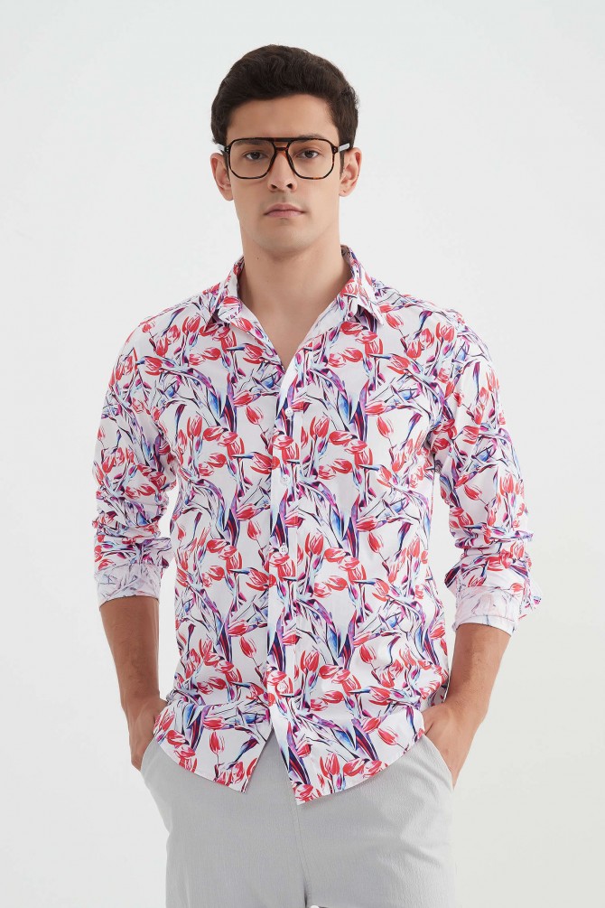 Chemise "PREMIUM" stretch à motifs coupe ajustée