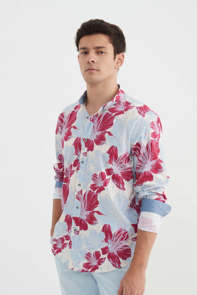 Chemise "PREMIUM" stretch à motifs coupe ajustée