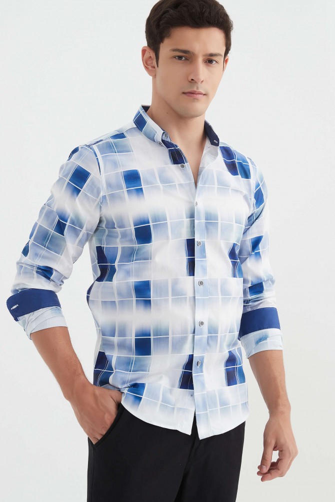 Chemise "PREMIUM" stretch à motifs coupe ajustée