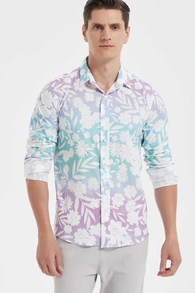 Chemise "PREMIUM" stretch à motifs coupe ajustée