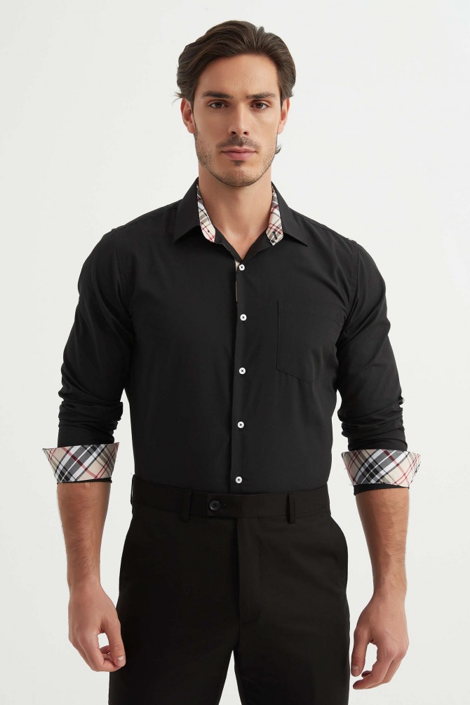 Chemise unie carreaux TARTAN