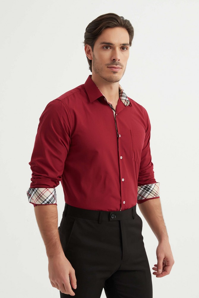 Chemise unie carreaux TARTAN