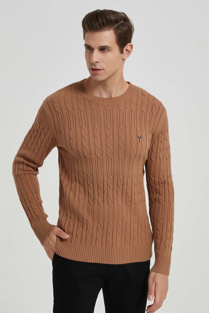 Pulls torsadé col rond "CASHMERE TOUCH" avec logo