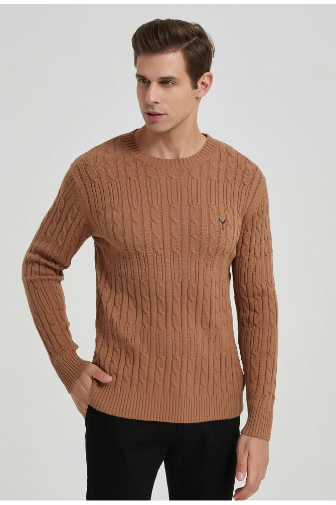 Pulls torsadé col rond "CASHMERE TOUCH" avec logo