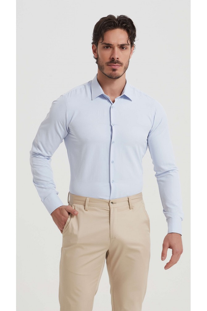 Chemise unie coupe droite effet satiné