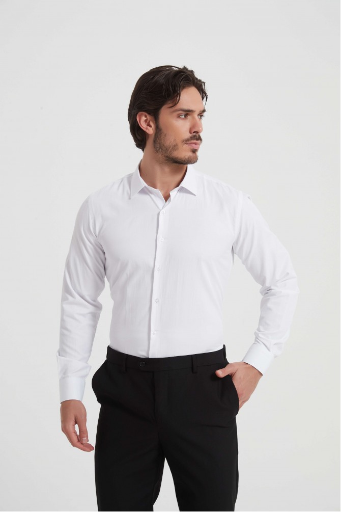 Chemise unie coupe droite effet satiné