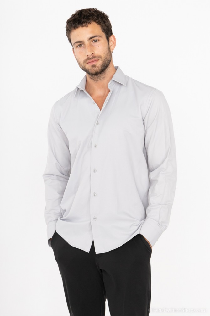 Chemise unie coupe droite effet satiné